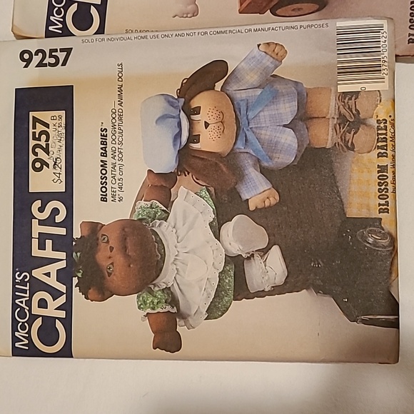 Blossom Babies McCalls Sewing Patterns 9258 9257 9581 Stuffed Toy - Picture 2 of 16